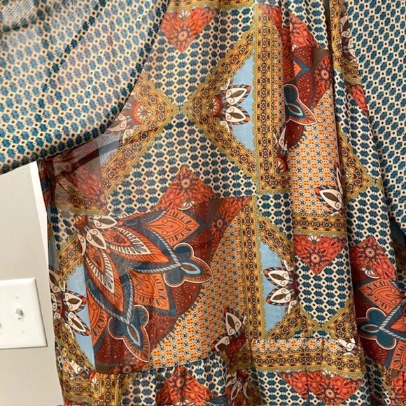 Cato Button Down Retro Patchwork Printed Blouse Size 18/20W Boho Western 70s - Picture 7 of 16